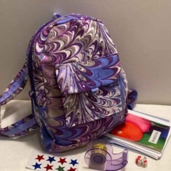 Doll Lavender Marbled Backpack/Teddy Bear Purple Backpack/18 Inch Doll School Su - Picture 1 of 1